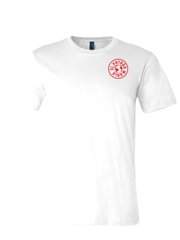 Half sleeves round neck white colored t shirt with EPW logo in red