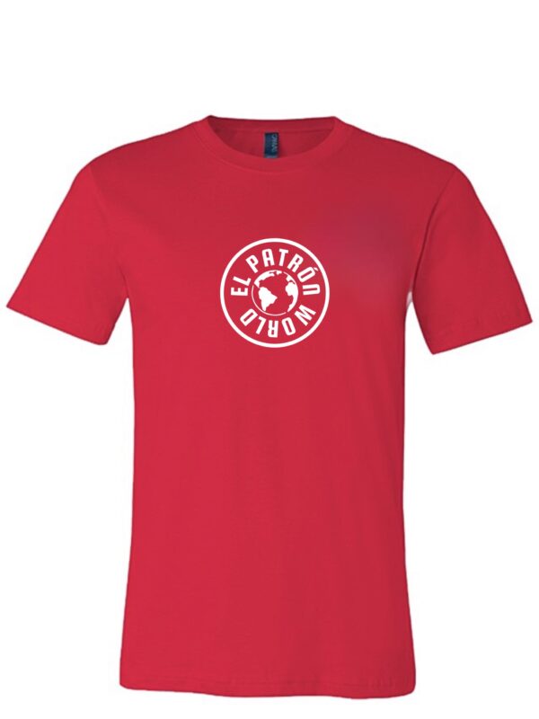 Red colored round neck t shirt with EPW logo