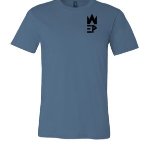 Blue colored t shirt with EPW logo in black