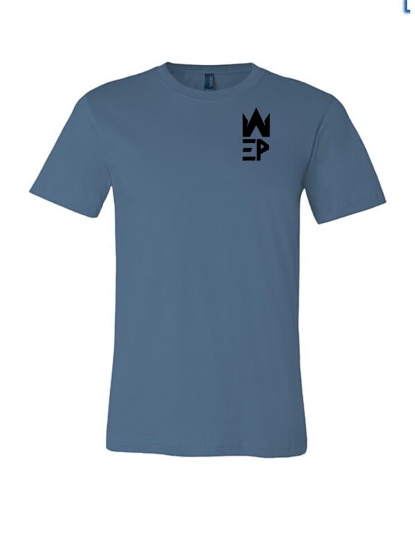 Blue colored t shirt with EPW logo in black