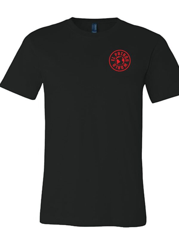 Half sleeves round neck black tshirt with EPW logo in red