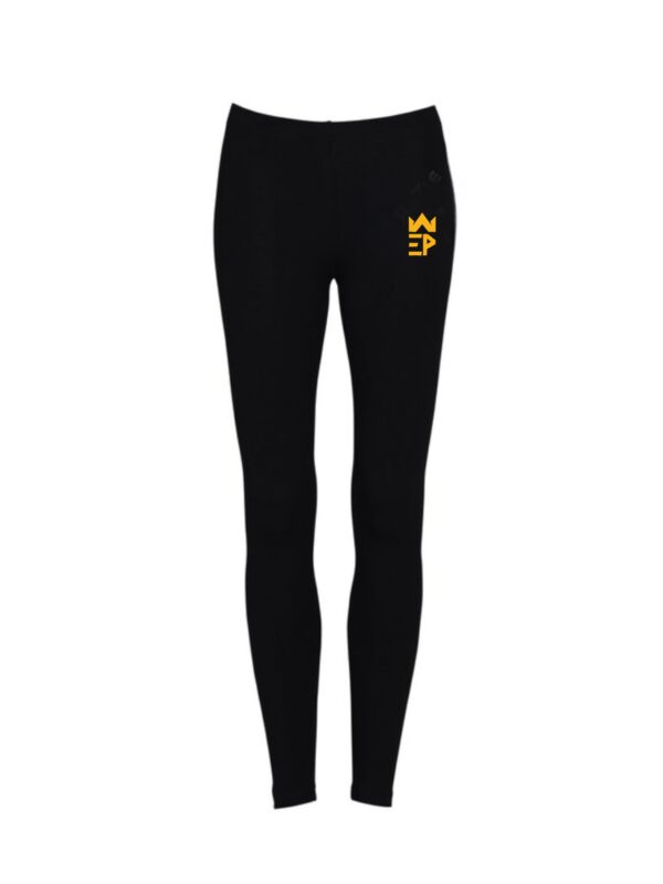 A black colored women legging with EP logo