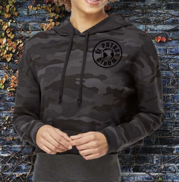 Image of a boy wearing el patron hoodie