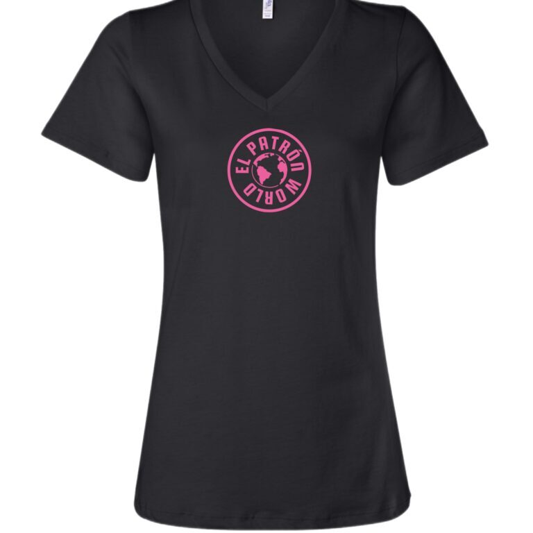 Black colored V neck t shirt for women with logo