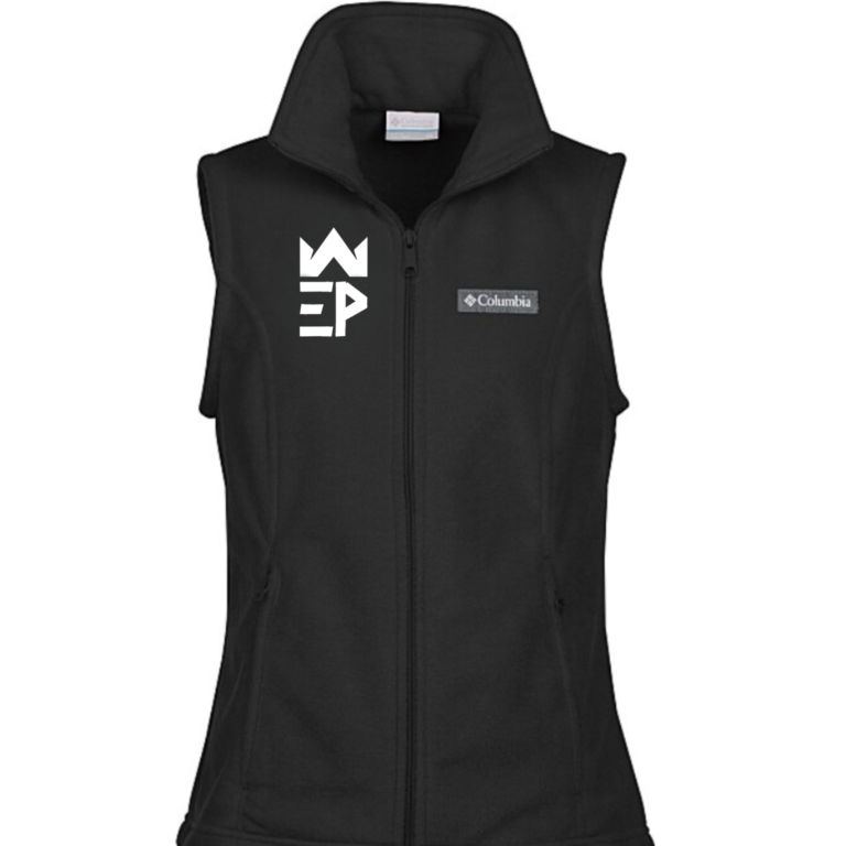 Black colored Columbia vest for women with logo